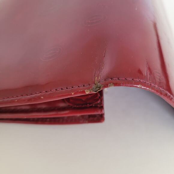 Cartier Happy Birthday Patent Leather Envelope Long Wallet Red Large Logo Clutch - Picture 9 of 11